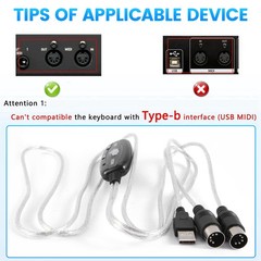 USB MIDI Cable Adapter, USB Type A Male to MIDI Din 5 Pin In-Out Cable5349