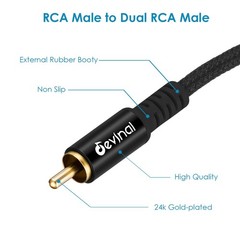 Devinal RCA Y Cable, RCA/Phono Y Splitter, 1 Male to 2 Y 1 Meter