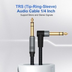 2 Pack 10FT 1/4″ TRS Balanced Audio Cable Stereo Right Angle Male to Male Cord
