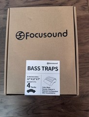 Focusound Bass Trap Acoustic Panels 12″x12″x7″ Black 4 Pack Fire Resistant