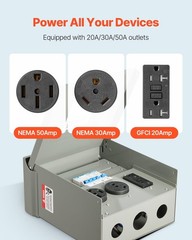 VEVOR Temporary Power Outlet Panel, Weatherproof RV Electrical Breaker Box wi…