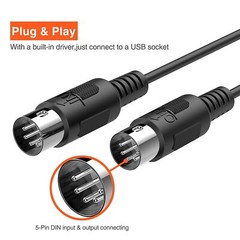 LEKATO 6.5ft 16 Channels MIDI Cable MIDI to USB Cable MIDI USB Cable