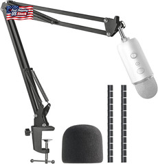 Blue Yeti Microphone Boom Arm Stand with Yeti Microphone Pop Filter, Compatible