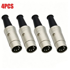 4 Pack 5 Pin DIN Male Plug MIDI Audio Connector Metal Housing Solder Type