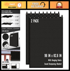 2PCS Large Sound Dampening Blanket 96″x80″ Acoustic Noise Cancelling Curtain & M