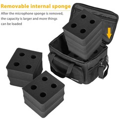 8 Slots Wireless Microphone Case Heavy Duty Oxford Fabric Black