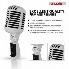 5 Core Retro Dynamic Vocal Iconic Microphone Vintage Classic Unidirectional Mic
