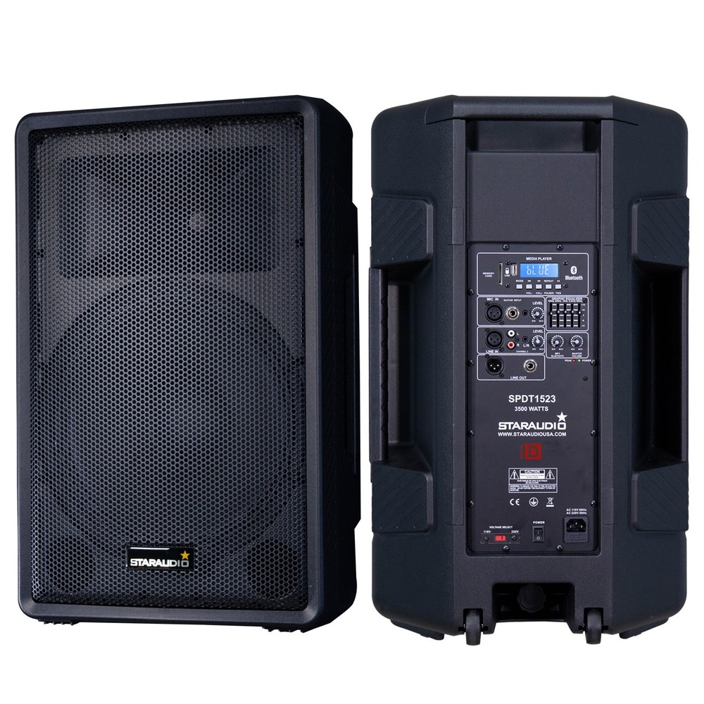 15″ Active Bluetooth Speaker TWS Karaoke PA 3500W Peak Power Studio USB Speaker