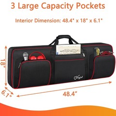 SNIGJAT 76 Key Keyboard Case, Soft Padded 76 Key, 48.4″x 18″x6.1″, Black+Red