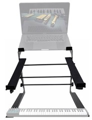 Rockville Dual Shelf Laptop+Controller Stand for Alesis V61 Keyboard