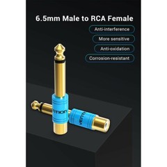 Audio Converter 6.35mm 1/4 in TRS Stereo Jack Male to RCA Female Plug Connector
