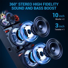 9000WDual 10″Subwoofer Bluetooth Speaker Heavy Bass Sound System DJ Party KaraoK