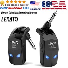 LEKATO Wireless Guitar System Bass Transmitter Receiver 2.4Ghz ISM 4 Channel