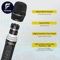 UHF Wireless Microphone with Volume Treble Bass Echo Control Wireless Recharge