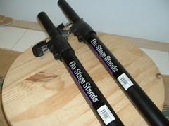 2) On-Stage Stands adjustable speaker poles, subwoofer pole mount