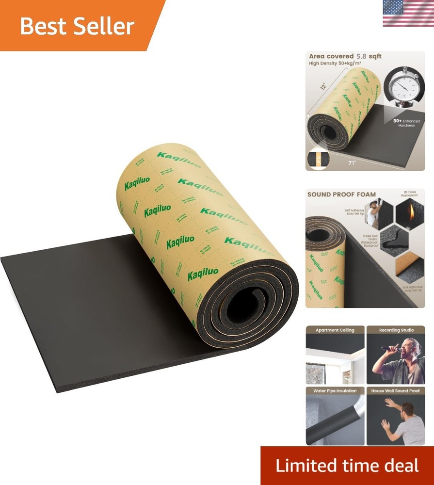 High Density Self-Adhesive Sound Insulation Acoustic Closed Cell Foam, 0.4″ X 12