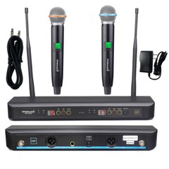 Pro Audio UHF Wireless Microphone System 2 Channel Handheld Church Dynamic Mics