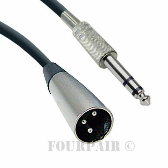 15ft XLR 3-Pin Male to 1/4″ Stereo Plug Shielded Microphone Mic Cable Cord TRS