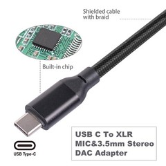 3.3 FT XLR To USB C Digital Interface Female Microphone Cable 3.5mm 1/8 Inch