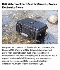 Rhinovo Waterproof Hard Case with Custom Foam for Electronics & Tools 11X9