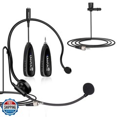 KIMAFUN Wireless Microphone System, 2.4G Wireless Headset and Lavalier Lapel