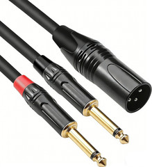XLR Male to Dual 1/4″ 6.35mm TS Mono Y Splitter Microphone Cable US