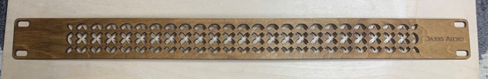 1U decorative ventilated rack panel – wood – laser cut/engraved