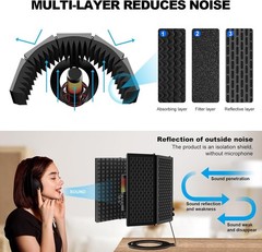 Durable Foldable Mic Shield with Triple Insulation – Perfect for Studio and Home