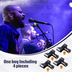 4 Pieces Mic Clips for Stands with 4 Adjustable Adapters Microphone Holder Wi…
