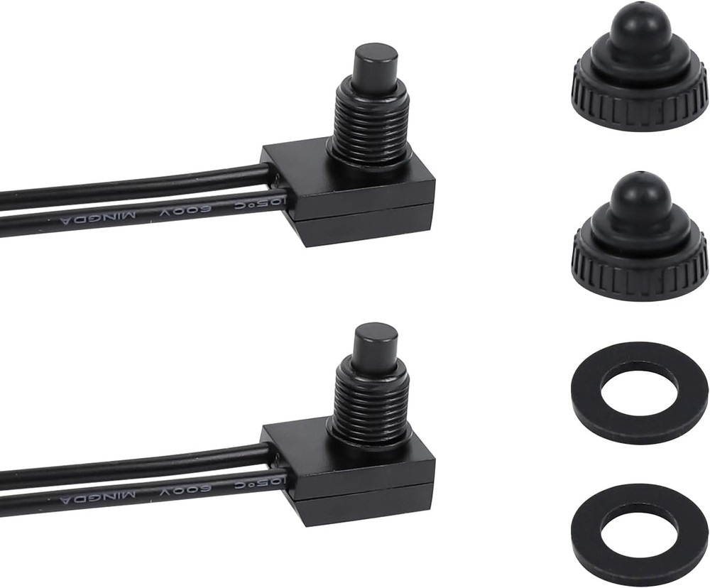 2PCS 12V Waterproof Push Button Switch, KP-107 On/Off SPST Switch with 4 Inch Li