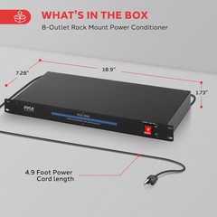 19 Inch Rack Mount Power Conditioner 1800 Watt with 8 Outlets Audio Equipment
