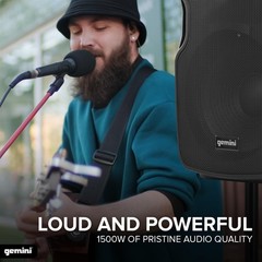 Gemini 12” Wireless Battery-Powered Bluetooth PA Speaker with 12 in, Black