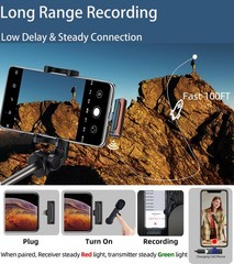 NPTCL Wireless Microphone for iPhone and Android Phones – 2 Pack Cordless Lav…