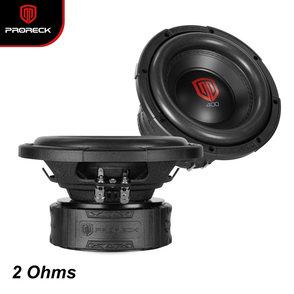PRORECK 408-D2 8″ 1200W Car Subwoofer Dual 2 Ohm Easy Mount Audio Speaker Single