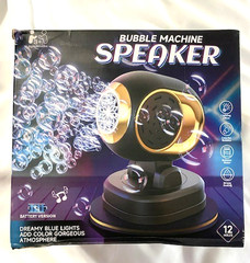 Speaker Bubble Machine Black Gold Rotatable Automatic Battery 4 „AA“ Lights 1.5V