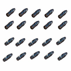 Neutrik XLR DMX 3 pin Connectors Package – 10 Male and 10 Female