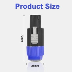 Speakon to 1/4 Inch 6.35mm NL4FX 4-Pole Male to Female Adapter Connector