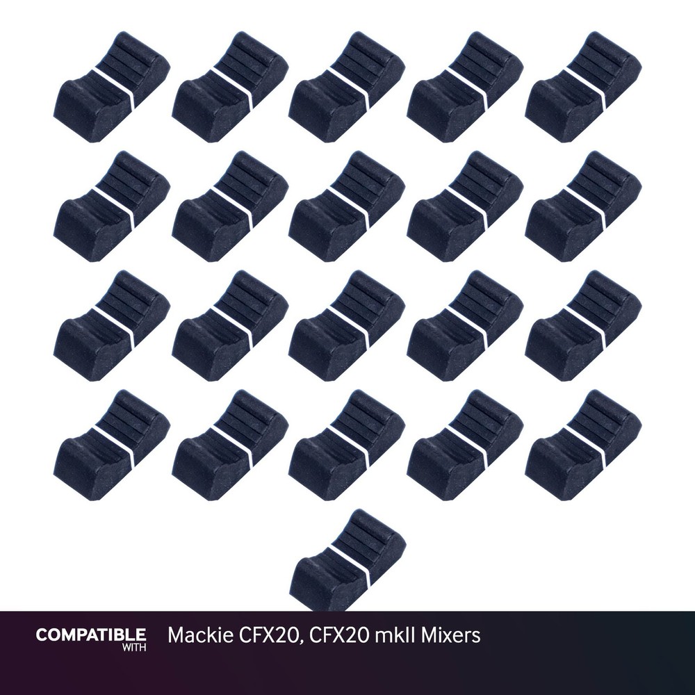 Set of 21 Black Fader Caps for Mackie CFX20, CFX20 mkII Mixers