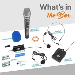 Pyle Wireless Mic System – Handheld & Headset Mics, Medium Diaphragm Lavalie