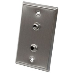 Pair of Stainless Steel Wall Plates – Dual 1/4″ TRS Stereo Jacks Single Gang
