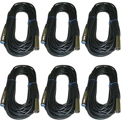 6 PACK lot 50 ft shielded XLR male female mic microphone extension audio cable