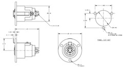 SWITCHCRAFT C5F Panel Mount XLR Connector Female Silver Contacts 125 VAC, 5 Way