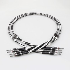 Pair 16Strands 8N OCC Silver Plated Core Braided Hi-End HiFi Audio Speaker Cable