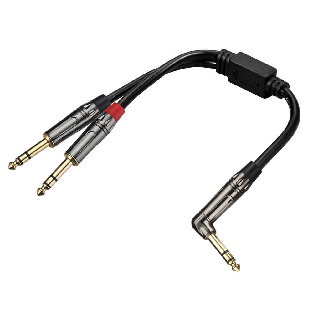 1/4 TRS (Right Angle) to Dual 1/4 TRS Stereo to Stereo Splitter Y cable