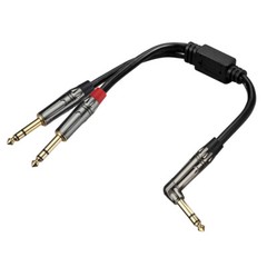 1/4 TRS (Right Angle) to Dual 1/4 TRS Stereo to Stereo Splitter Y cable