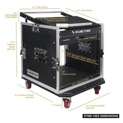 Sound Town 10U DJ RackCase w/11USlant Mixer Top Casters Locking Drawer STMR-10D2