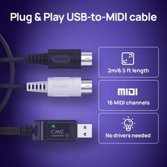 High-Speed USB MIDI Cable – Plug & Play Interface for Computer to MIDI Device –