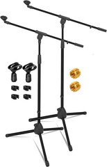 TWO Telescoping Mic Stands Stands W Extending Telescoping Boom BLACK