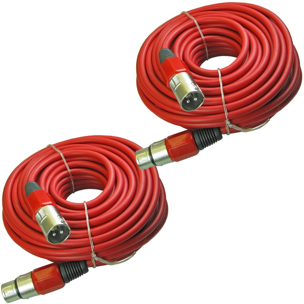 2 XLR 3 pin male to female pair shielded powered speaker cable cords 50 ft 15m