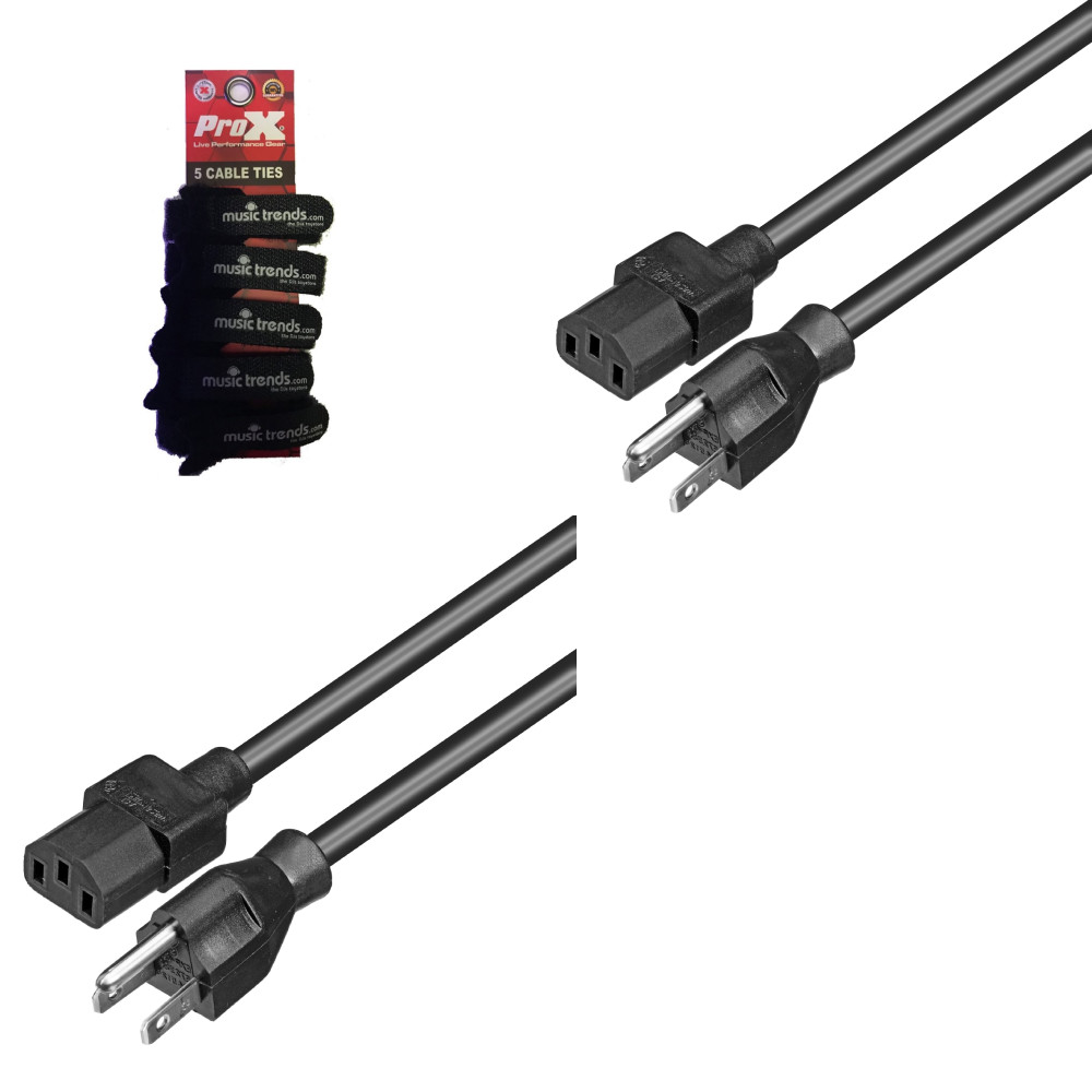 2x Pro X 25′ Power Cord NEMA 5-15P to NEMA 3-Prong 5-15R 14AWG Pwr Cables